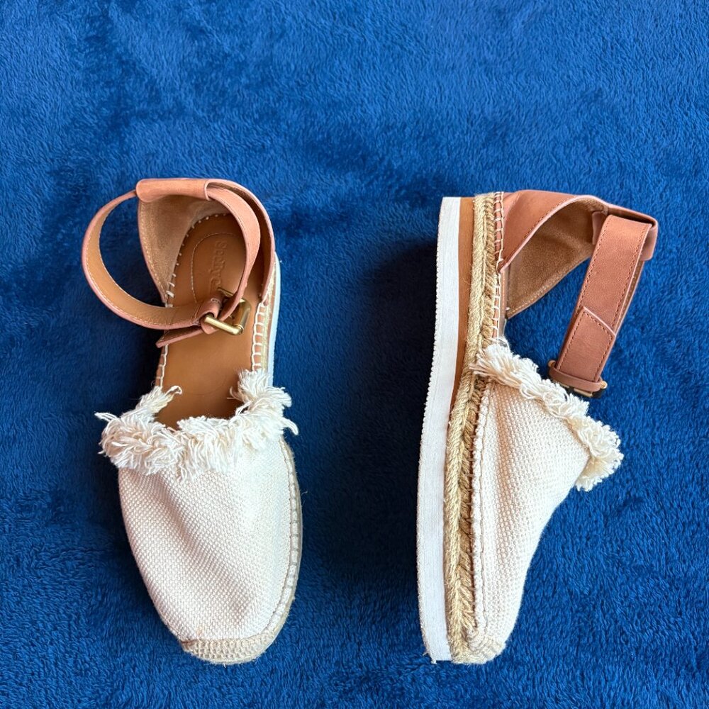 See by Chloé Glyn Leather & Canvas Sandals | US Size 10 / 41 - Picture 4 of 7